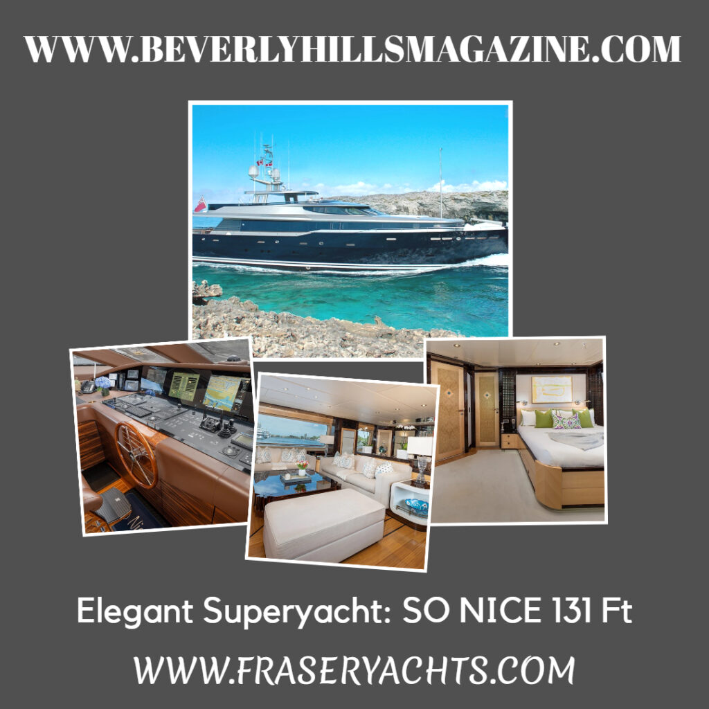 Elegant Superyacht: SO NICE 131 Ft' #beverlyhills#beverlyhillsmagazine#Superyacht#LuxuryCruising #SO_NICE_131ft #ElegantDesign #StateOfTheArtAmenities #UltimateComfort #OceanAdventure #YachtingLifestyle #BoatingLife #TravelGoals