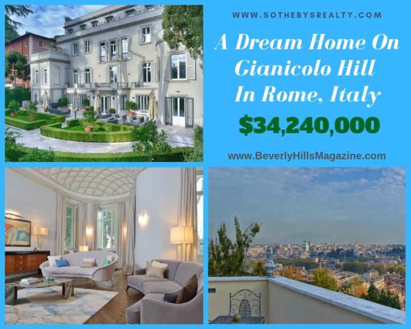 A Dream Home on Gianicolo Hill in Rome, Italy #italy #rome #gianicolo #dreamhomes #mansion #dreamhome #realestate #luxury #homes #bevhillsmag #beverlyhillsmagazine #beverlyhills 