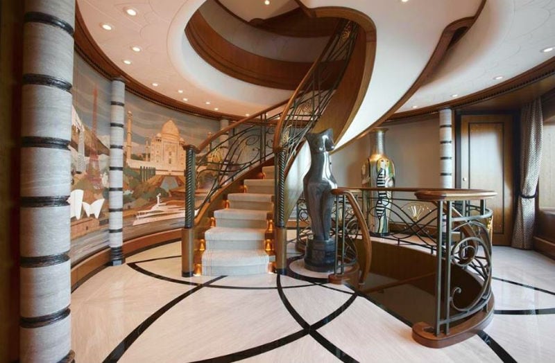223' Luxury Yacht Interior Staircase