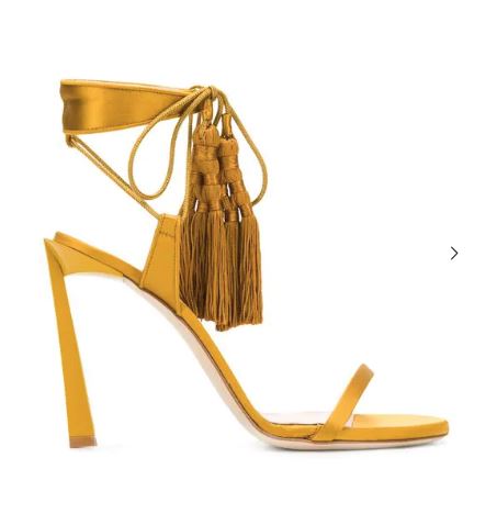 Lanvin Tasseled Sandals In Yellow Gold