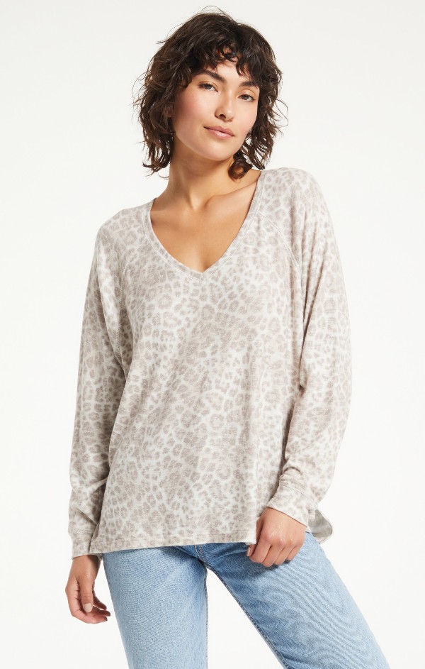 Lindell leopard skin sweater top Beverly Hills Magazine Z Supply #bevhillsmag #zsupply #sweatertop #bevhillsmag #fashion