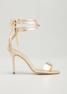 Manolo Blahnik Gold Leather Strap Heels