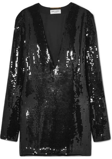 Saint Laurent Sequin Dress. BUY NOW!!! #BevHillsMag #beverlyhills #shopping #fashion #shop #style